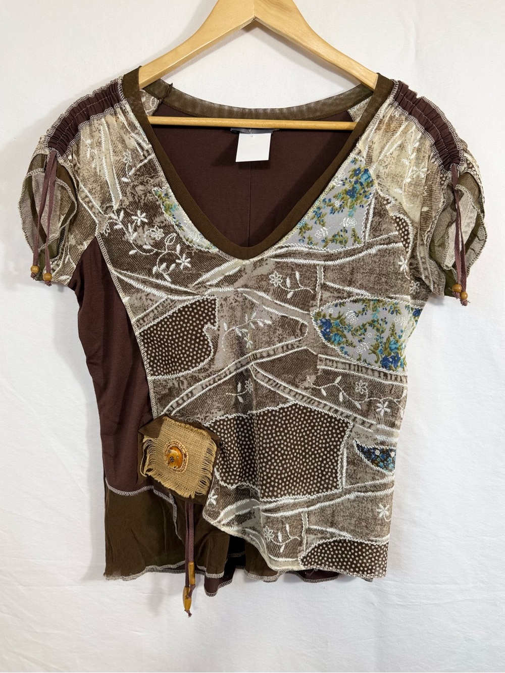 Viintage Vango Paris Y2K Fairy Grunge mesh patchwork Top